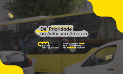 fotografia de autocarro com mensagem "dê prioridade ao autocarro amarelo"